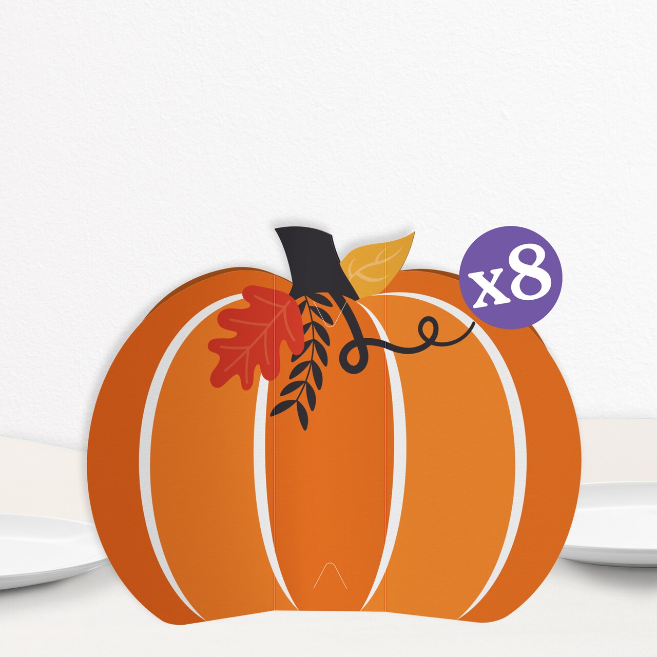 Big Dot of Happiness 3D Fall Pumpkin Centerpiece Table Decorations, Freestanding Halloween or Thanksgiving Party Decor, Party Centerpieces - 8 Count